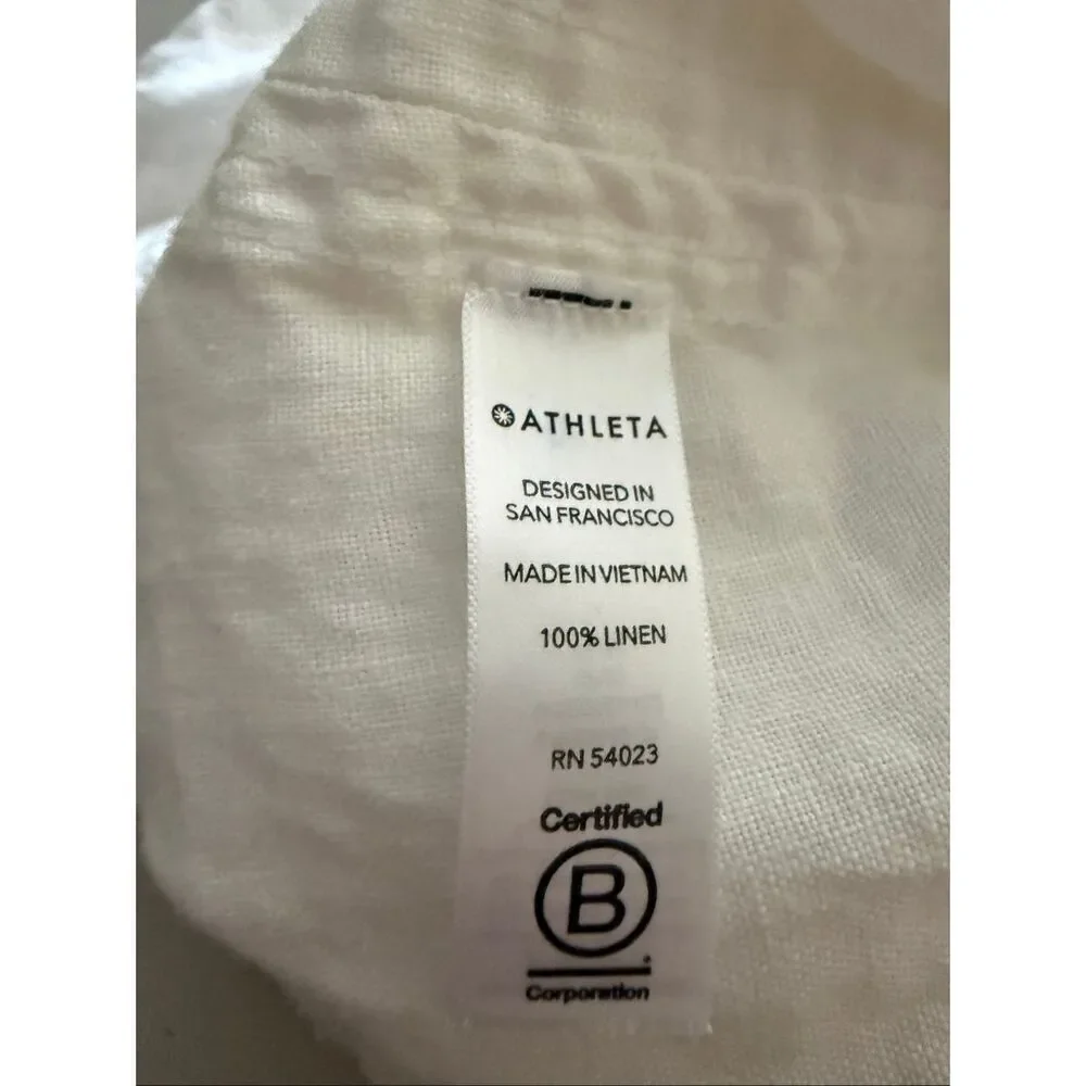 Athleta Cabo Linen Jogger Pants White Drawstring Zip Pockets Women’s 6
